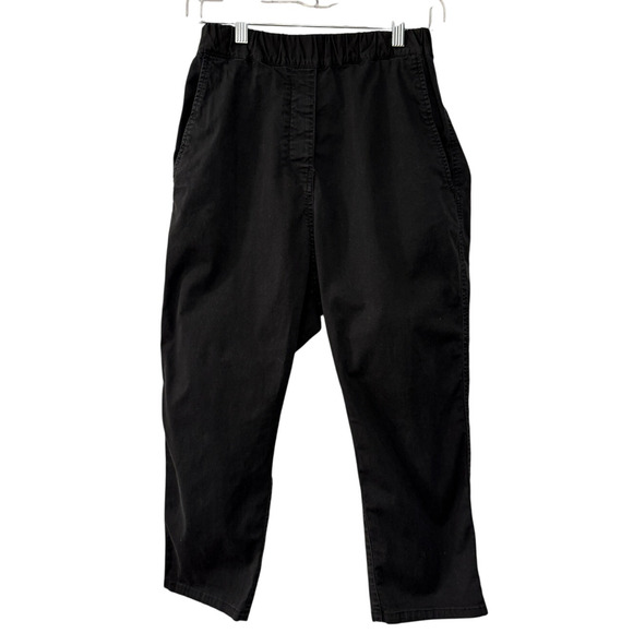Nili Lotan XS Slouchy Elastic Waist LINEN Luna Pant Crop Black Drop Crotch 0 2 - Picture 2 of 9
